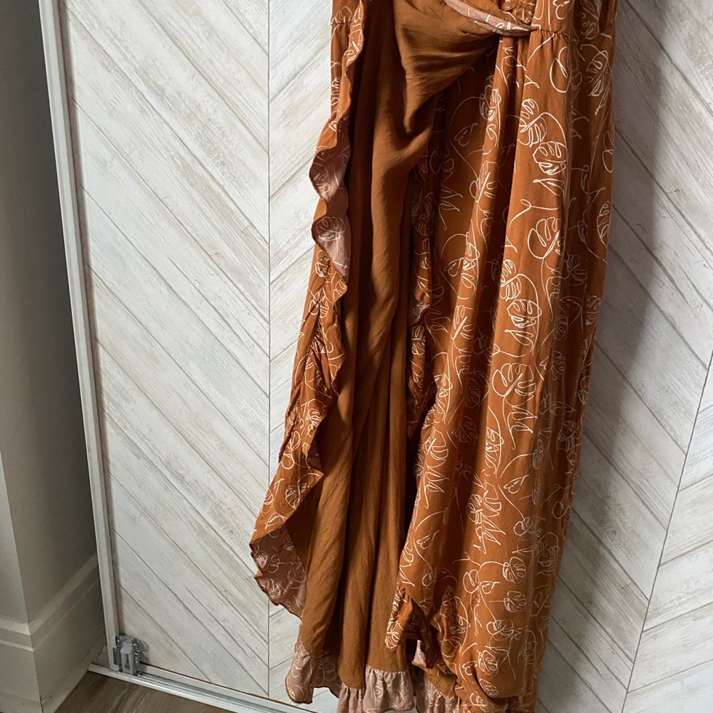 Orange Asymmetrical Ruffled Sundress - Picture 9 of 9